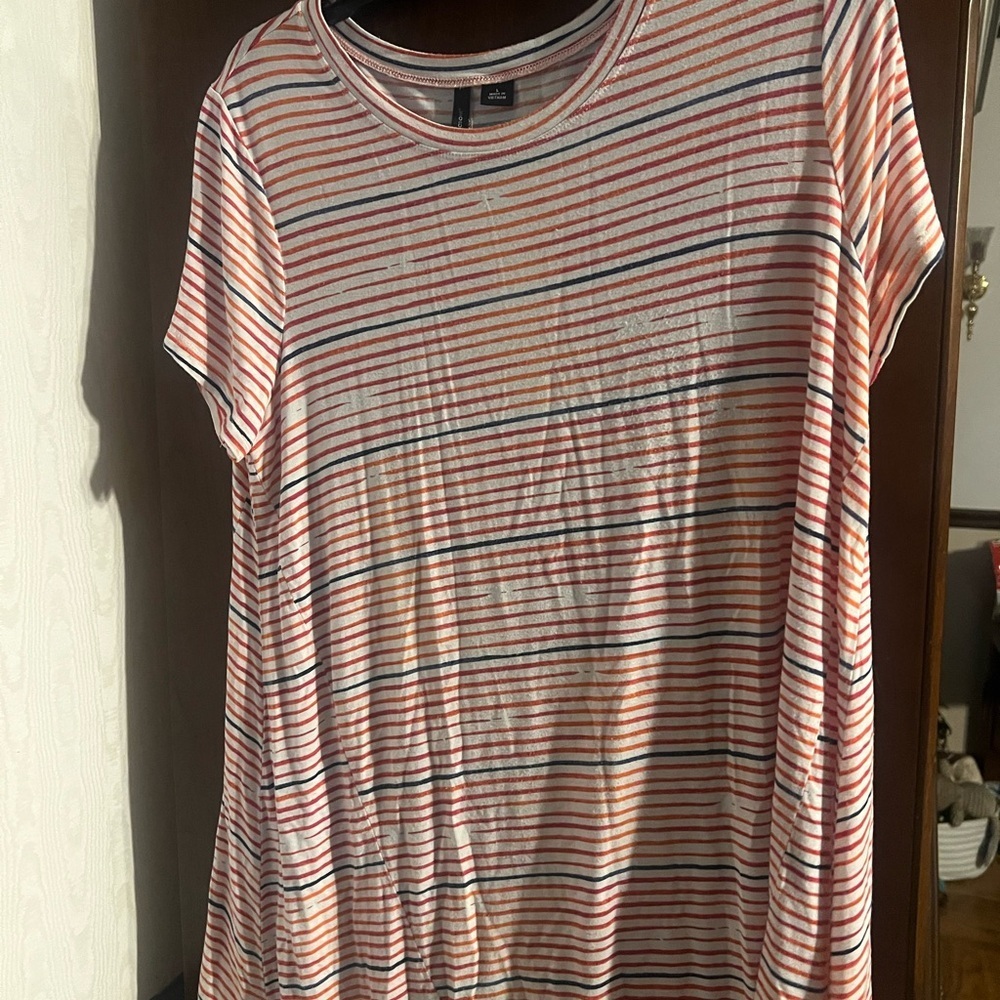 New Directions Pink and Gray Oversized T-Shirt Relaxed Fit